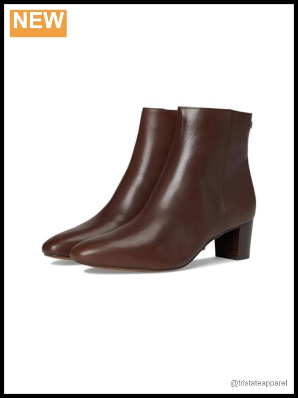 Demi Burnished Leather Bootie, Stacked Block Heel, Ankle Boot for Women